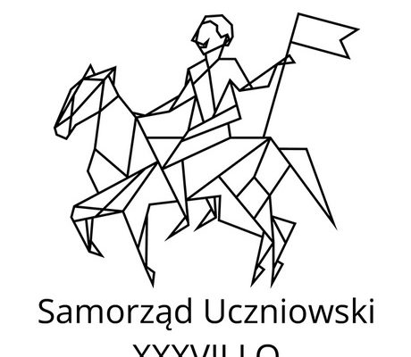 Logo samorządu uczniowskiego, grafika - postać na koniu symbolizująca patrona szkoły